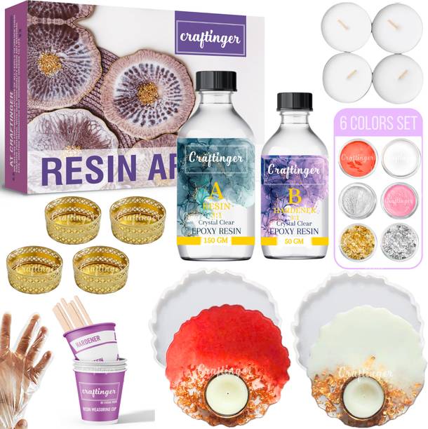 Craftinger Diy Resin TeaLight Holder Kit With two Agat Silicon Moulld