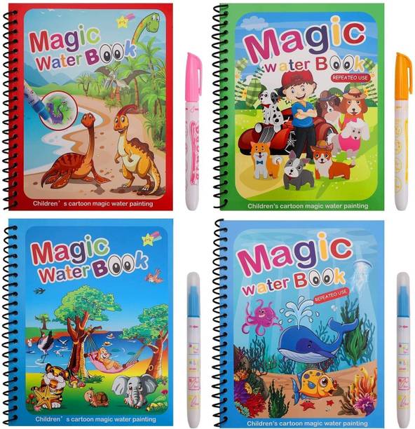 KHILONEWALA 4Pcs Magic Water Quick Dry Book Magic Coloring Books for Kids - Random Print