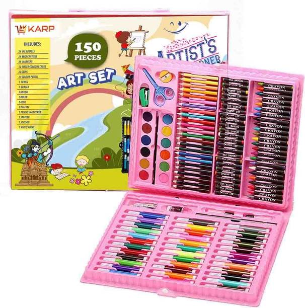 kvhub 150 Pieces Art Set for Kids with Case, Drawing Painting Crayons Color Pencils
