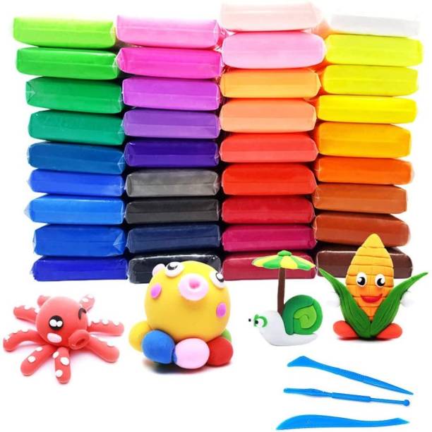 Shopex DIY Colourful Non-Toxic Modeling Air Dry Bouncing Clay with Tools (6 Pcs)