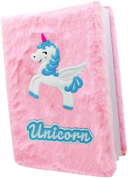Yokids Unicorn Fur Diary for Kids Fur Notebook for Girls Personal Diary for Kids School A6 Diary Ruled 80 Pages