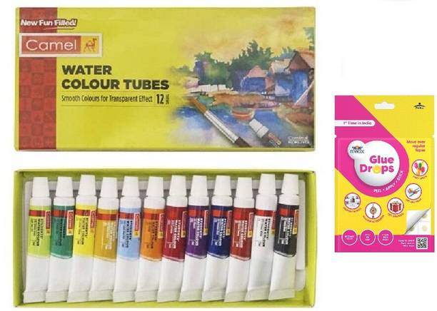 Camlin Student Water Colour Tube 5Ml 12 Shade With Glue DropsNew