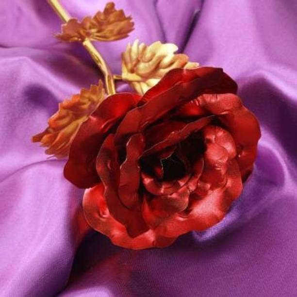 ASHIRWAD 24K Gold Plated Red Rose with Gift Box – Perfect Gift Choice Red Rose Artificial Flower