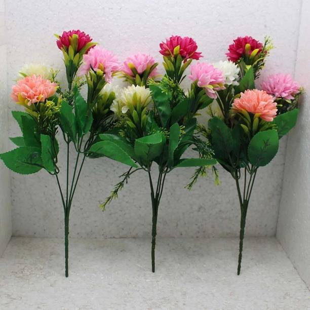 TFH Birthday Gift Artificial Dahlia Flower Bunch Pack Of-3 Multicolor Dahalia Artificial Flower