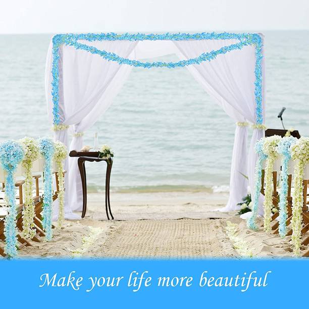 well art gallery Artificial Wisteria Flowers Vine 4 Pack Silk Long String Home Party Decor (Blue) Blue Westeria Artificial Flower