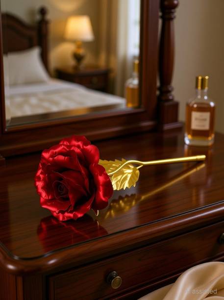 Planetone Red, Gold Rose Artificial Flower