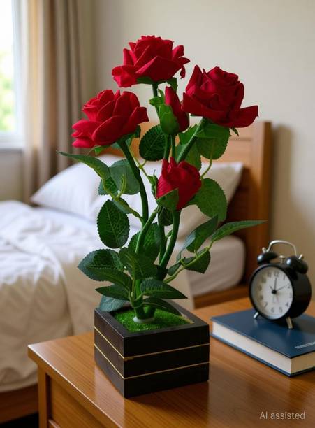 YSK Creation PLEAS DO NOT BUY THIS PRODUCT REAL ROSE Multicolor Rose Artificial Flower  with Pot
