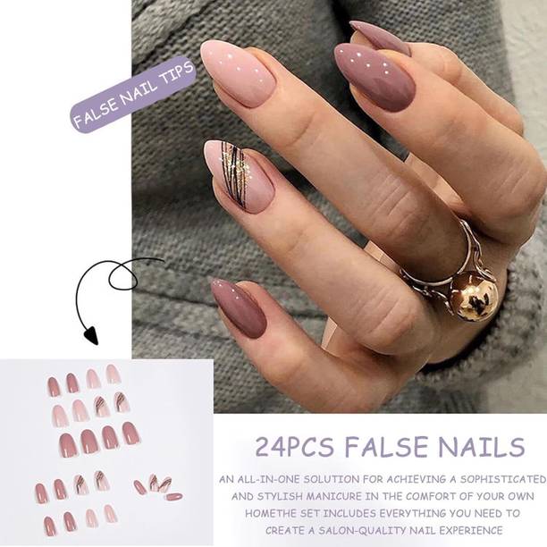 ERICO nails artifical nail fake designer press on extension with design glue Bow Black PINK