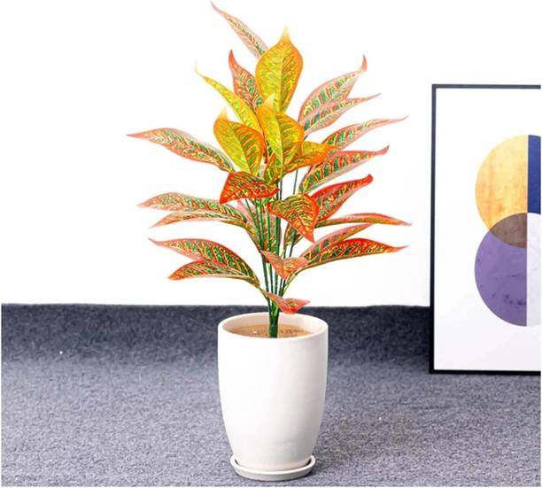 De Gardenia De Gardenia Artificial Tropical Zebra Leaf Plant– 26 Large Leaves Bonsai Artificial Plant  with Pot