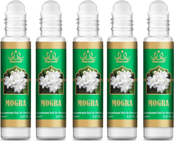 Noorson Mogra Premium Quality Attar Perfume for Unisex - Pure, Natural Undiluted 8 X 5 Herbal Attar