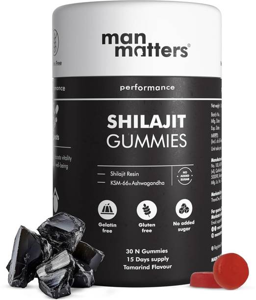 Man Matters Shilajit Gummies Pure Shilajit & Ashwagandha KSM66 Boosts Stamina & Strength