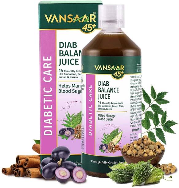 VANSAAR 45+ Diab Balance Ayurvedic Juice Manage Blood Sugar |14 Clinically Proven Herbs