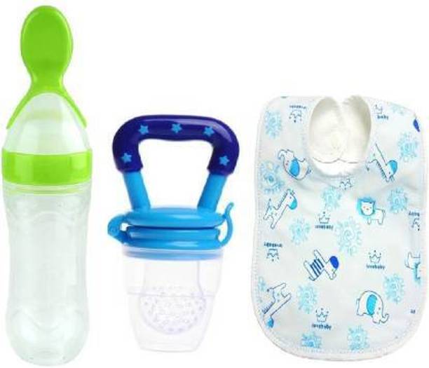 Saraswati kart Baby Fruit Nibbler, Bibs Water proof & Spoon Feeder For feeding(Set 3)  - Silicone