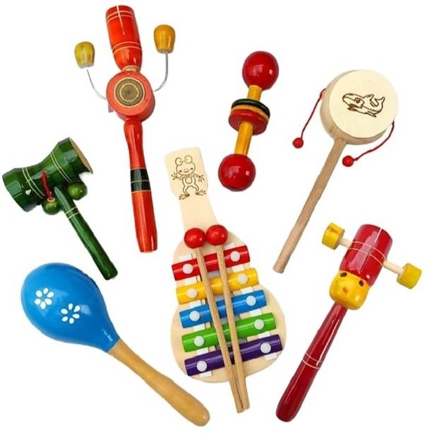 Toys Ka Story Wooden Sound Making Rattle Set For Kids & 5 Note Xylophone Rattle