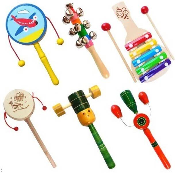 Toys Ka Story Wooden Baby Rattle Set For Kids With 5 Note Xylophone Rattle