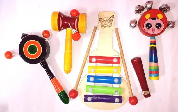 Toys Ka Story Wooden Sound Making Toys For Kids Pack Of 5 Rattle