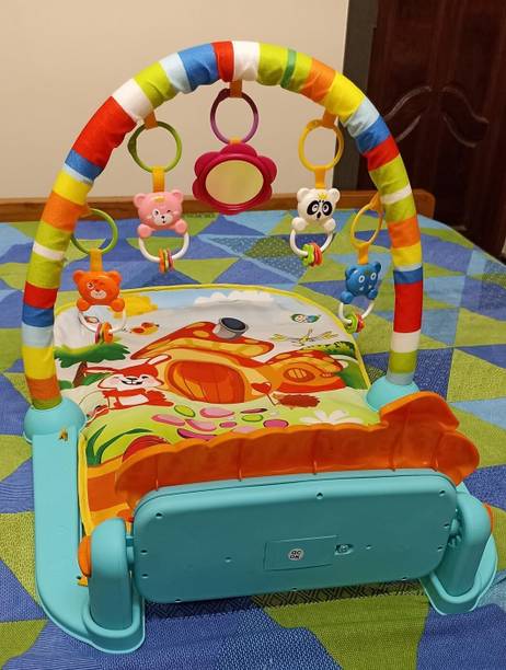 BHVMEY Soft Cotton Baby Gym with Piano Keys, Music, Rattles & Toy Arch