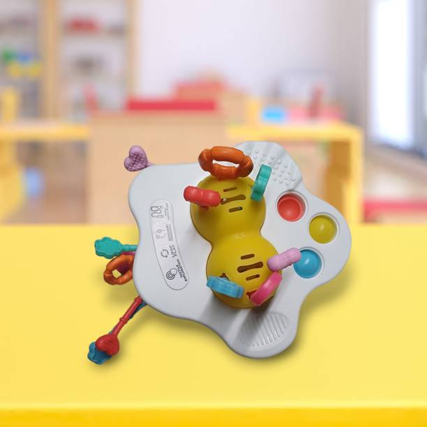 BHVMEY Baby Pull String Sensory Toy with Multi Texture Design Rattle