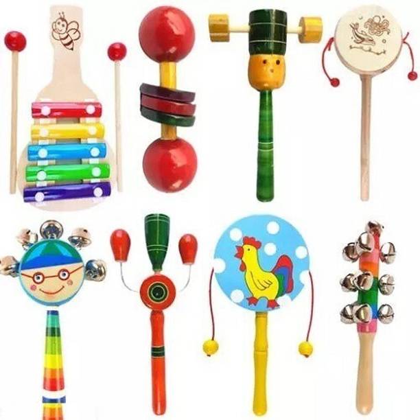 Toys Ka Story Wooden 5 Note Xylophone & Baby Wooden Rattle Set Combo Rattle