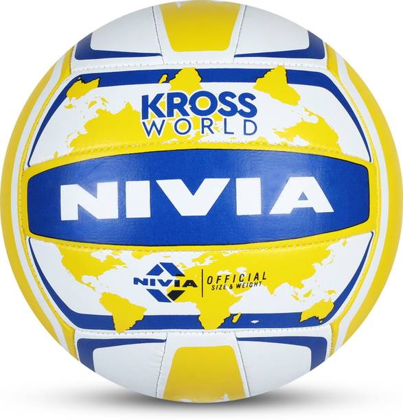 NIVIA Kross World, Rubberized, Training Ball, Latex Bladder, Ideal For All surfaces Volleyball - Size: 4