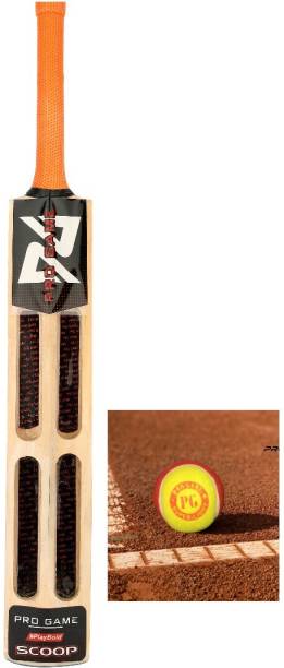 Pro Game Stone Scoop Tennis Bat with Dualcolor Tennis Ball Full Size 900-1050gm, 34-35in Poplar Willow Cricket  Bat