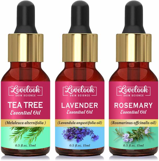 Lovelook Tea Tree, Lavender and Rosemary Essential Oil Combo Pack (15 ml + 15 ml + 15 ml)