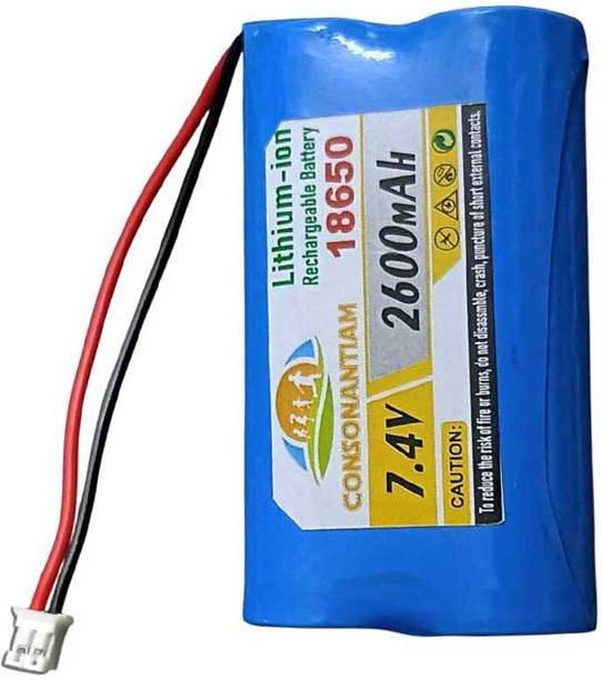 CONSONANTIAM 7.4 Volt  Pack 2600 mAH Lithium Ion Rechargeable  18650 2Pin Jack  Battery