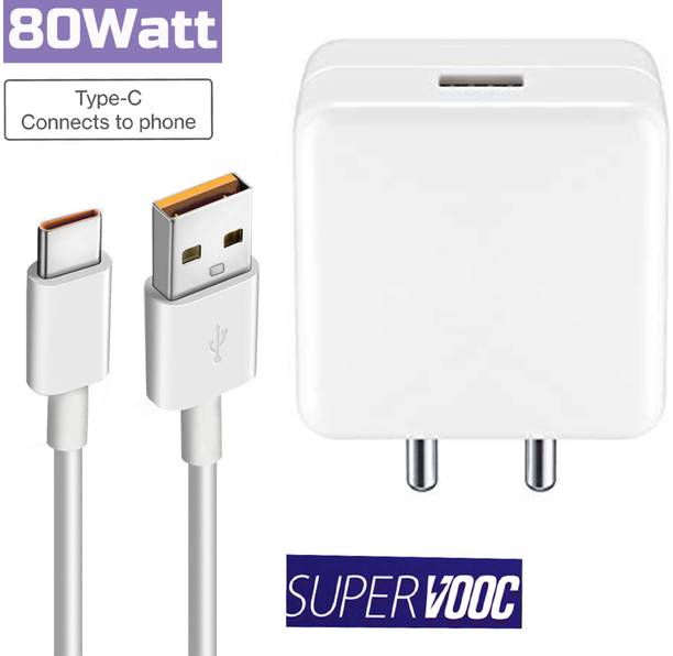 EliteGadgets 80 W SuperVOOC 6 A Wall Charger for Mobile with Detachable Cable