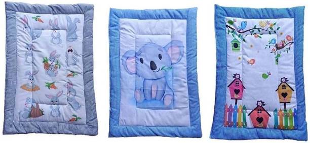 Ronqiza New Born Baby Bed Mattress, Godadi, Kids Crib Sheet| MultiColor | Pack of 3 Godari Baby Bedding Set