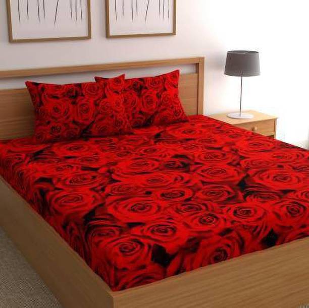 Decorum 204 TC Microfiber Double Floral Flat Bedsheet