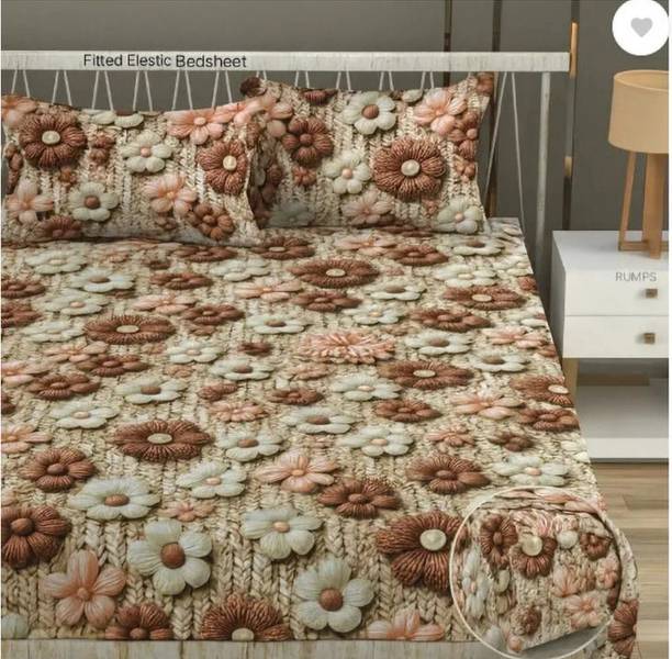 ANVIKA HOME Cotton Double, King, Queen Flat 380 TC 3D Printed 1 Summer Bedsheet with 2 Cushion Covers