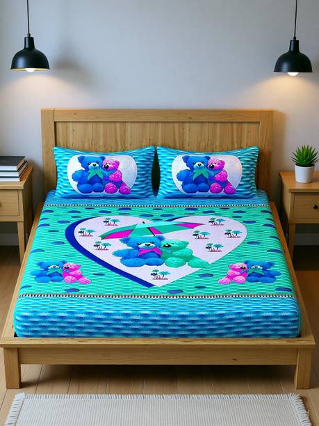 Homeline Cotton Double Flat 104 TC Jaipuri Prints 1 Bedsheet with 2 Pillow Covers