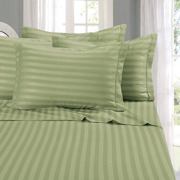 eleganzze 300 TC Cotton King Striped Flat Bedsheet