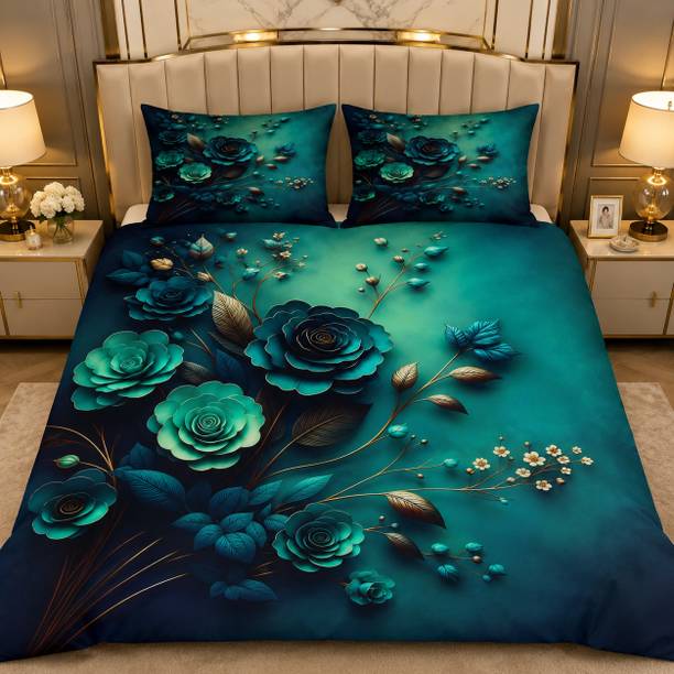 Home Solution Cotton Double Flat 240 TC 7D Digital 1 Summer Bedsheet with 2 Pillow Covers