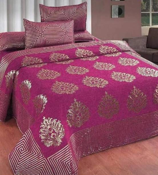 Dizen Star Velvet King Flat 550 TC Printed 1 Bedsheet with 2 Pillow Covers