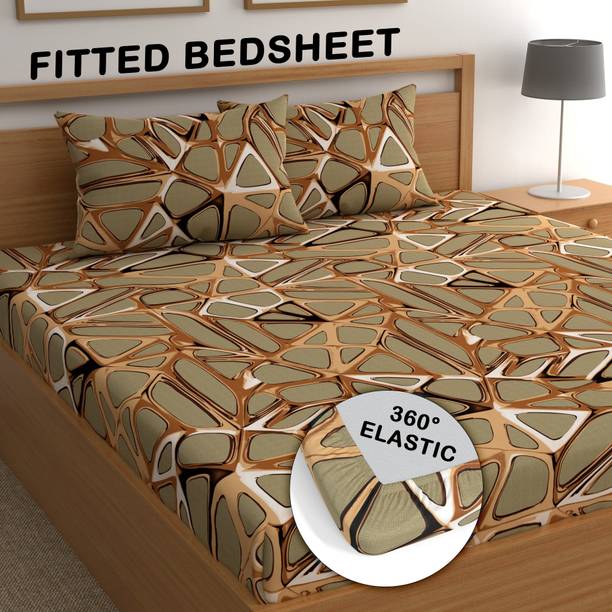 CG Homes 180 TC Cotton Double Printed Fitted (Elastic) Bedsheet