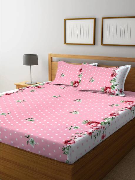 BMDÉCOR Microfiber Double Fitted (Elastic) 230 TC Printed Bedsheet
