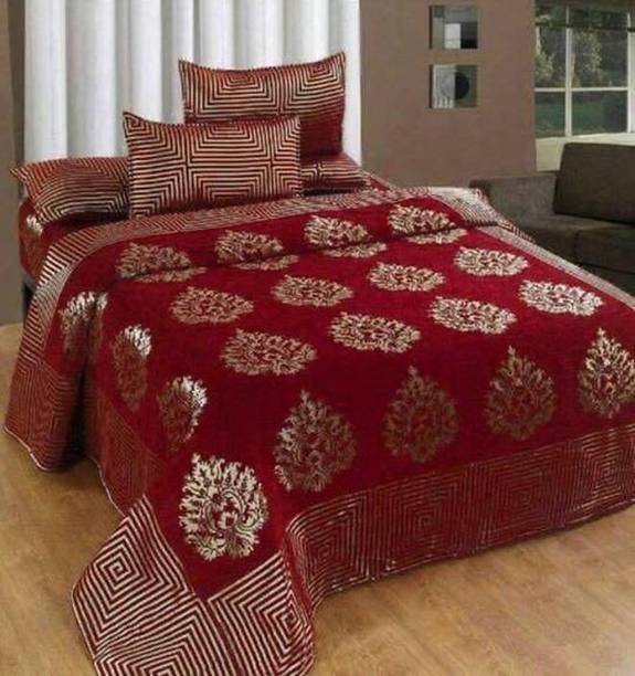 Dizen Star Velvet King Flat 180 TC Printed 1 Bedsheet with 2 Pillow Covers