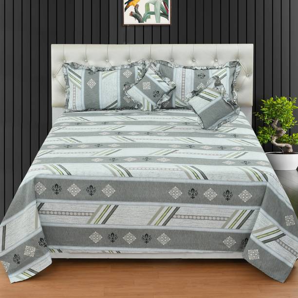LTF 210 TC Cotton King Striped Flat Bedsheet