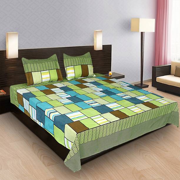 Aarvi styles 140 TC Microfiber Double 3D Printed Flat Bedsheet
