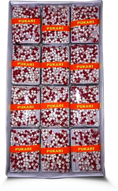 PUKARI SIMPLE ROUND SHAPE SIZE 07 FOR WOMEN (PACK 12 PCS) small box NORMAL Red Bindis