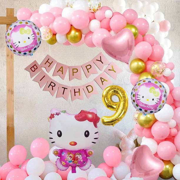 FANEX Hello Kitty Theme DIY Kit for 9th Birthday Decoration (Pack of 114)