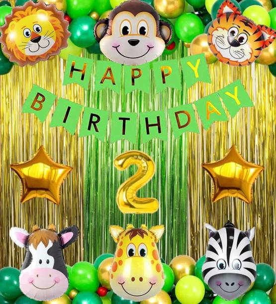 AERLOONZILLA 2nd Birthday with Jungle Theme Birthday Decoration Items