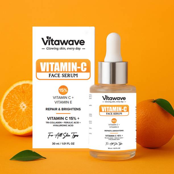 vitawave 15% Vitamin C Serum with Hyaluronic Acid & Tri-Collagen Vita C+E | Water-Based Serum For Anti Ageing | Dead Skin Removal | Skin Brightening | Dark Spots | Skin Glow Vita C+E with Hyaluronic Acid | Suitable for All Skin best