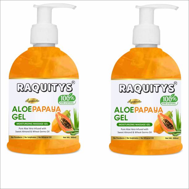 RAQUITYS Aloe Vera papaya Gel|Multi Purpose Gel For Face, Body & Hair 300ml