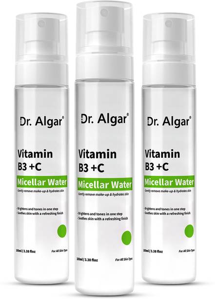 Dr. Algar Micellar Cleansing Water with Aloe Vera, Green Tea and Niacinamide | Pack of 3 Makeup Remover