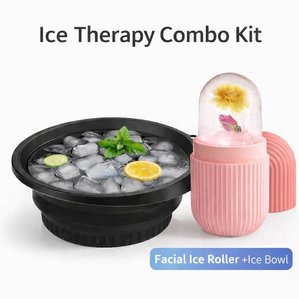 eyux facial ice roller & face ice bowl combo for skin cooling tightening tool