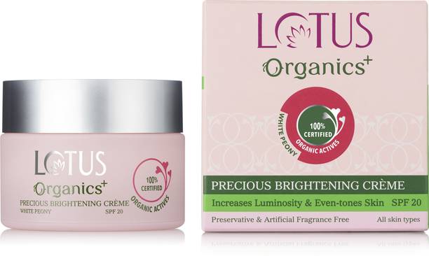 Lotus Organics+ Precious Brightening Creme SPF 20| Prevents Sun Damage |With Oragnic White Peony