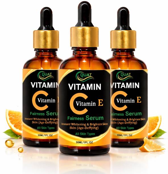 QUAT Vitamin C E Ferulic Acid Face Serum for Men & Women Bright Skin Pack Of 3