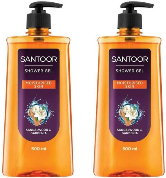 Santoor Moisturizing Skin Sandalwood And Gardenia Shower Gel - ( 500ML+500ML)= 1000ML